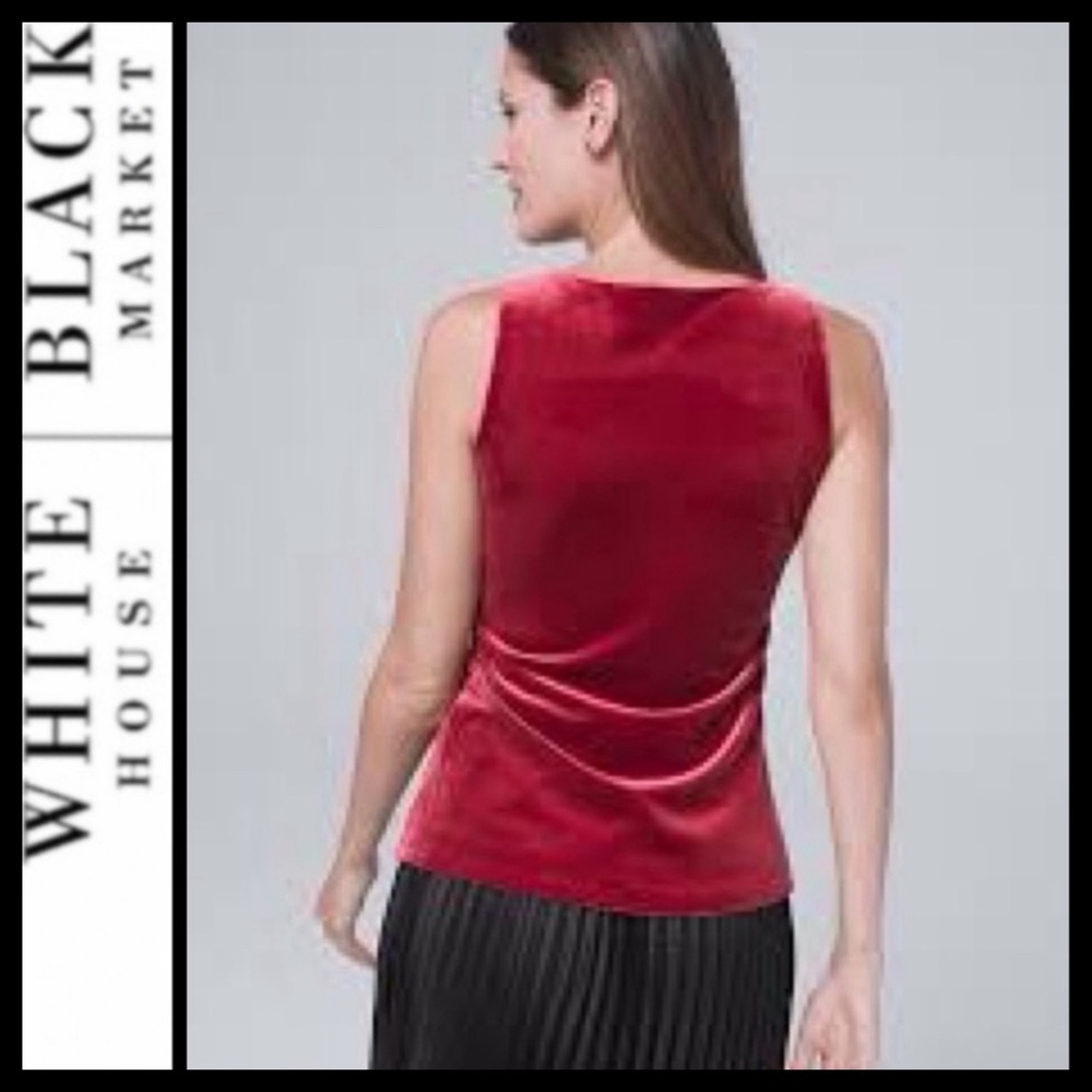 WHBM V-Neck Velvet Shell, Red - Picture 3 of 6